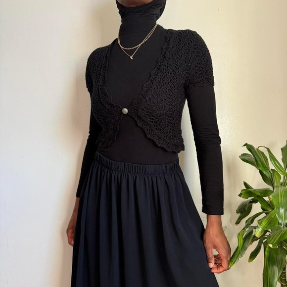 Vintage Pinque Black Knit Micro-Cardigan size S - Picture 3 of 7